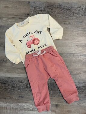 Zara Cream Tractor Top & Pink Jogger Set